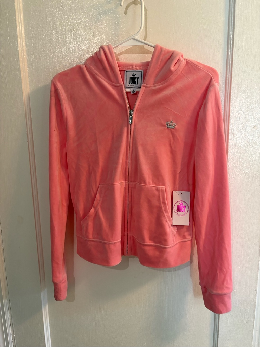 Juicy Couture Womens' Pink Velour Zip-Up Hoodie